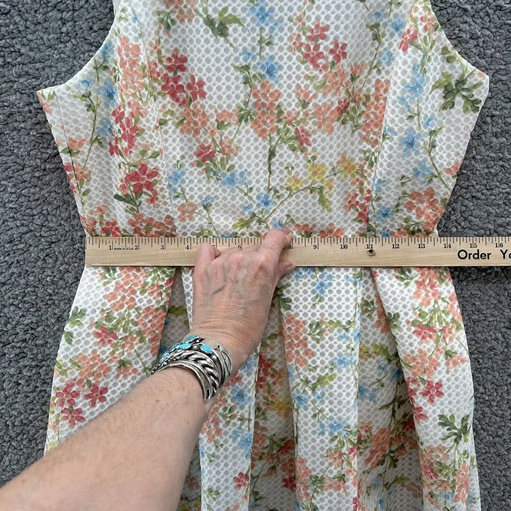 Anthropologie Erin Fetherston Dress Women 6 Cream Floral Retro Party Ladylike